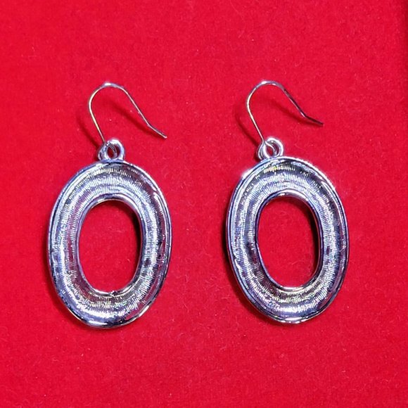 Silver Plated Oval Loop Earrings - Picture 3 of 3